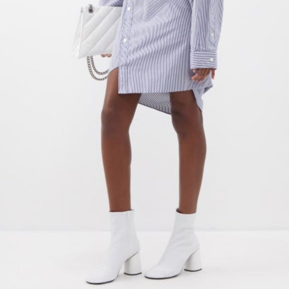 NIB$1250 Balenciaga Glove 80mm Zipped Shiny Soft Leather Ankle Bootie Boots 37 7 - Picture 6 of 17